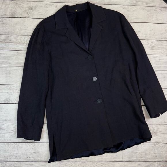 Peter Cohen Women's Three Button Wool Blend Jacket Blazer Navy Blue Size P (XS) - Picture 1 of 6